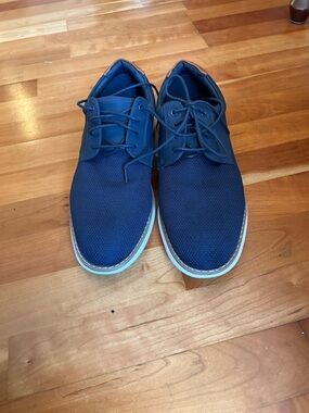 Men's Navy Mesh Slip-On Loafers with Lace Detail